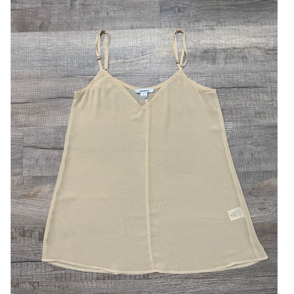 Sabina Musayev Sheer Satin Slip Tank Size Large Flowy Designer‎ Luxury Top Cream